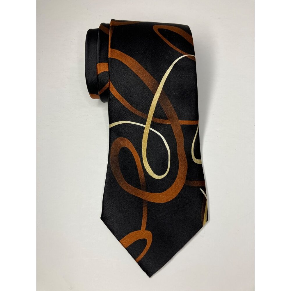 J. Garcia Snail Garden Collection 51 Mens Tie Black Brown Gold Swirl Silk